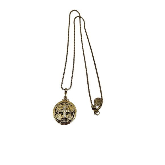Vintage Vatican Library Zirconia Cross Gold Tone Necklace Stunning - Picture 1 of 10